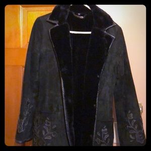 Long Black Suede Faux Fur